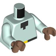 Lego Torso, Minecraft Pixelated Black Collar, Belt, Yellow Buckle print, Light Aqua Arms, Medium Brown Hands / Light Aqua