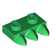 Plate Special 1 x 2 with Three Teeth [Tri-Tooth] / Green