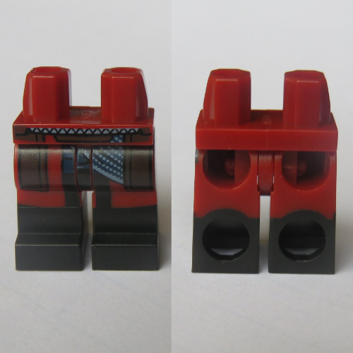 Lego Hips with Dark Red Legs and Black Boots Pattern with Dark Brown Pockets, Blue Sash (Wong)