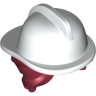 Lego Hair and Helmet, Fire, Long Dark Red Hair Pattern / White