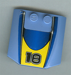 Lego Wedge 4 x 4 x 2/3 Triple Curved with Number 18 Pattern (Sticker) - Set 8383