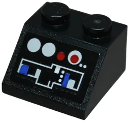 Slope 45 2 x 2 with SW Death Star Control Panel with Blue, Red, Silver and White Buttons and Lights Pattern 2 (Sticker) - Set 75159