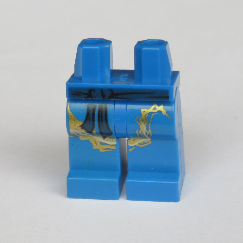 Lego Hips and Blue Legs with Black Belt and Black Markings and Gold Dragon Tail Print / Blue