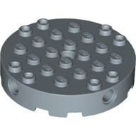 Lego Brick Round 6 x 6 with 4 Side Pin Holes and Center Hole / Sand Blue