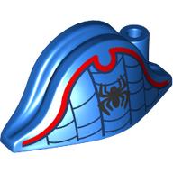 Lego Hat Pirate Bicorne (Admiral) with Black Spider, Webbing, Red Border print / Blue