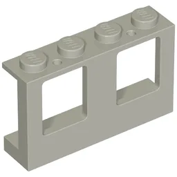 Window 1 x 4 x 2 Plane, Solid Studs / Light Bluish Gray