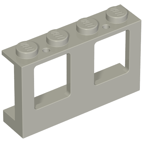 Lego Window 1 x 4 x 2 Plane, Solid Studs / Light Bluish Gray