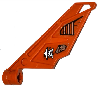 Lego Bionicle Wing Small / Tail with Axle Hole with Ninja Skull with Crossed Swords and Cog Mechanical Pattern on Left Side (Stickers) - Set 70602