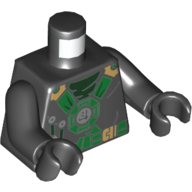 Lego Torso Robes with Green Harness, Dark Green Undershirt, Two Kunai's in Belt Print, Black Arms and Hands / Black