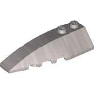 Lego Brick Wedged, Curved 6 x 2 Left, Inner Ridges / Metallic Silver