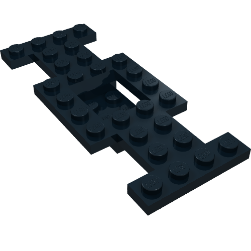 Lego Vehicle Base 4 x 10 x 2/3 with 2 x 2 Recessed Center with Smooth Underside, 1 x 2 Cutouts, No Center Hole / Black
