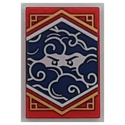 Tile 2 x 3 with Blue Ninjago Flag Print / Red