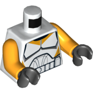 Lego Torso Clone Trooper Armor with Bright Light Orange Markings Print, Bright Light Orange Arms, Black Hands / White