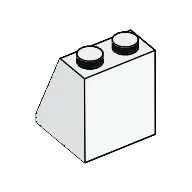 Brick Sloped 65° 2 x 2 x 2 Smooth without Bottom Tube / White