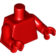 Lego Torso, Red Arms and Hands [Plain] / Red