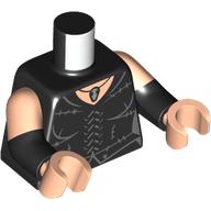 Lego Torso, Dual Molded Arms, Stitches, Necklace with Silver Pendant print, Light Nougat Sleeves Pattern, Black Arms, Light Nougat Hands / Black