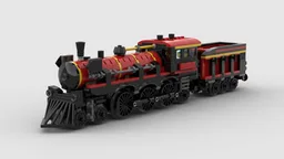 Red steam locomotive