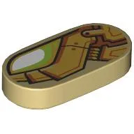 Tile Round 1 x 2 with White/Lime Eye, Gold Armour Print