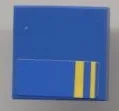 Tile 2 x 2 with 2 Half Yellow Stripes Pattern (Sticker) - Set 8124