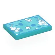 Tile 2 x 3 with Bright Light Blue Sponge, Bubbles Print / Medium Azure