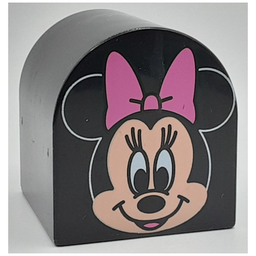 Lego Duplo Brick 2 x 2 x 2 Curved Top with Minnie Mouse Print