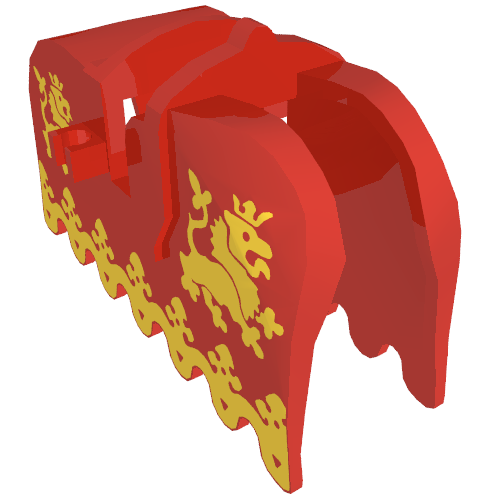 Lego Animal / Creature Accessory, Horse Barding with Yellow Lions Print / Red