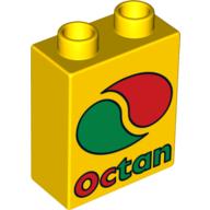 Lego Duplo Brick 1 x 2 x 2 with Octan Logo Print / Yellow