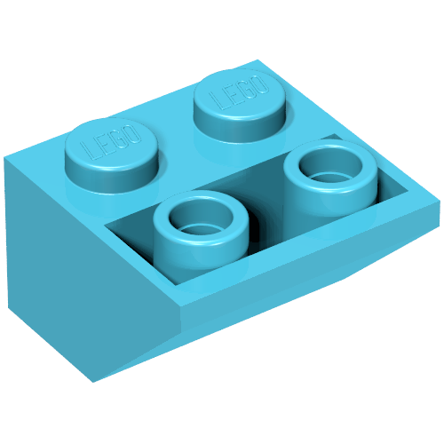 Lego Brick Sloped Inverted 45° 2 x 2 [Ovoid Bottom Pin, Bar-sized Stud Holes] / Maersk Blue