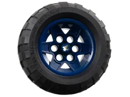Wheel 43.2mm D. x 26mm Technic Racing Small, 6 Pin Holes with Black Tire 68.7 x 34 R (56908 / 61480) / Dark Blue