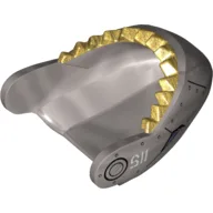 Animal Body Part, Shark Head with Gold Teeth, Rivets and '115' Print (Sharkanator) / Flat Silver