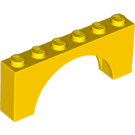 Lego Brick Arch 1 x 6 x 2 - Thick Top with Reinforced Underside / Yellow