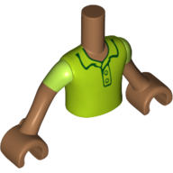 Lego Minidoll Torso Boy with Medium Nougat Arms and Hands with Bright Green Polo Shirt with Short Sleeves Print / Medium Nougat