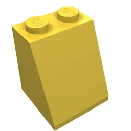 Brick Sloped 65° 2 x 2 x 2 Smooth without Bottom Tube / Yellow