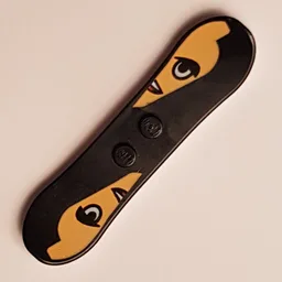 Sports Snowboard with Light Nougat Minifig Head Print, White Bottom / Black