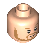 Lego Minifig Head Thor, Dual Sided, Dark Orange Eyebrows and Beard, Neutral / Angry with Lighting Eyes Print [Hollow Stud] / Light Nougat