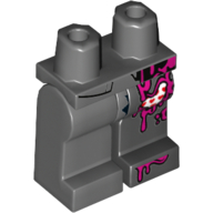 Lego Hips and Black Left Leg, Dark Bluish Gray Right Leg with Magenta Splotches and Tears Print (Two-Face) / Dark Bluish Gray