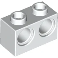 Technic Brick 1 x 2 [2 Pin Holes] / White