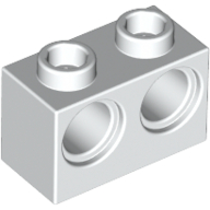 Lego Technic Brick 1 x 2 [2 Pin Holes] / White