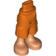 Lego Minidoll Hips and Cargo Pants with Nougat Legs, Dark Blue Shark Tattoo\ print / Reddish Orange