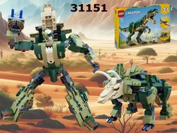 Dinobot Slag / Transformer Dinosaur Triceratops using set 31151 T.Rex