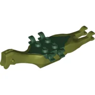 Animal Body Part, Dinosaur, Pteranodon Body, 4 Studs, 6 Clips with Dark Green Top / Olive Green