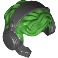Hair with Headset Black / Bright Green