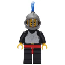 Knight (Breastplate on Black) - Black Legs, Dark Gray Helmet, Blue Plume