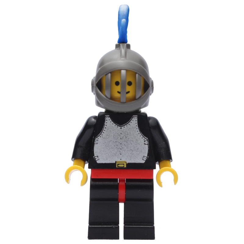 Lego Knight (Breastplate on Black) - Black Legs, Dark Gray Helmet, Blue Plume