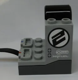 Electric Power Functions Receiver Unit with Dark Bluish Gray Bottom with Number 2, 'RACE' and 'XRFUEL' Pattern on Both Sides (Stickers) - Set 42095