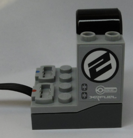 Lego Electric Power Functions Receiver Unit with Dark Bluish Gray Bottom with Number 2, 'RACE' and 'XRFUEL' Pattern on Both Sides (Stickers) - Set 42095