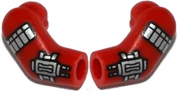 Arm, (Matching Left and Right) Pair with Silver Armor and Wrist Guns Pattern / Red