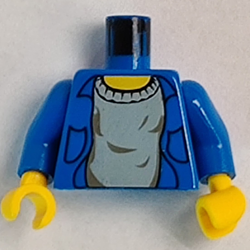Lego Torso Shirt, Open over Gray Undershirt Print, Blue Arms, Yellow Hands / Blue