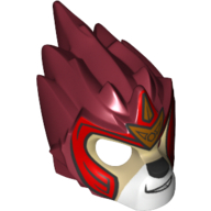 Lego Mask Lion with Tan Face and Gold Crown Small Print / Dark Red