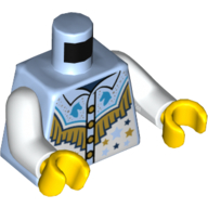 Lego Torso Shirt, Stars, Horse Heads, Gold Fringe Print, White Arms, Yellow Hands / Bright Light Blue